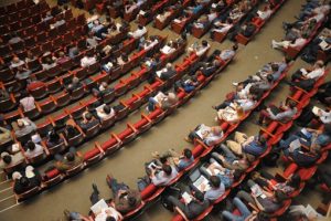 Anagram Events Australia - stock image aerial view of conference attendees in session 